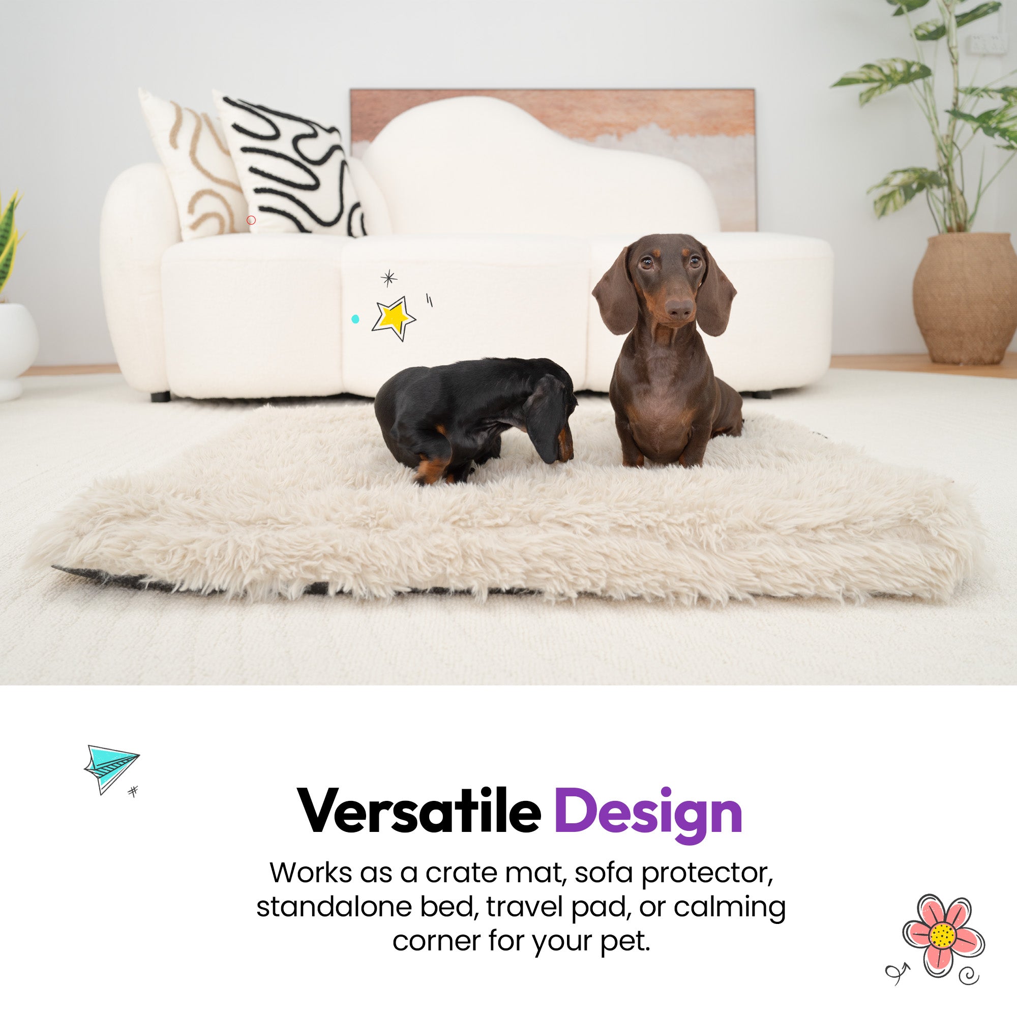 Tapis de sommeil apaisant en poils doux et touffus