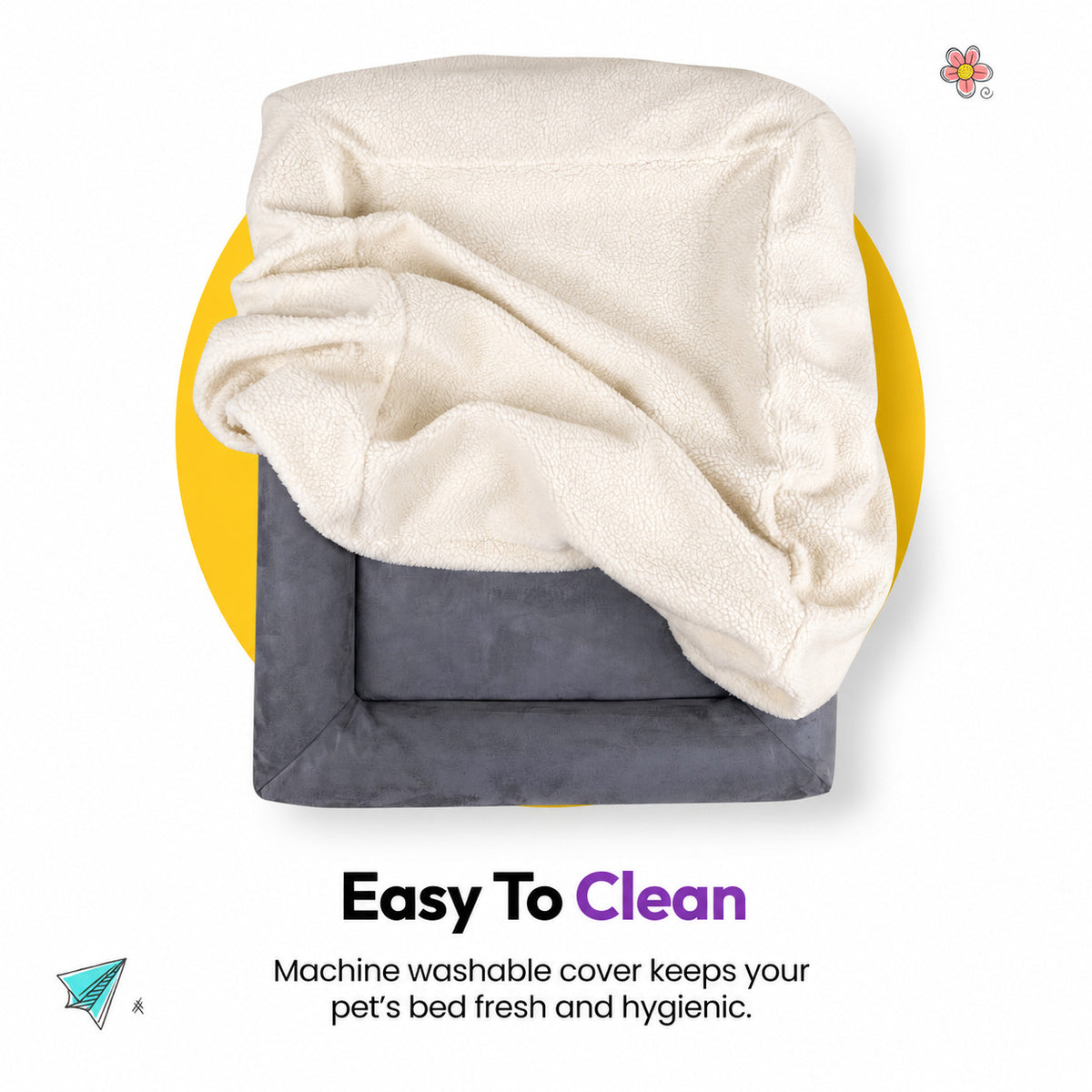 Cream | SNÜZ Bed Slip-On Cover Fleece: Easy to clean