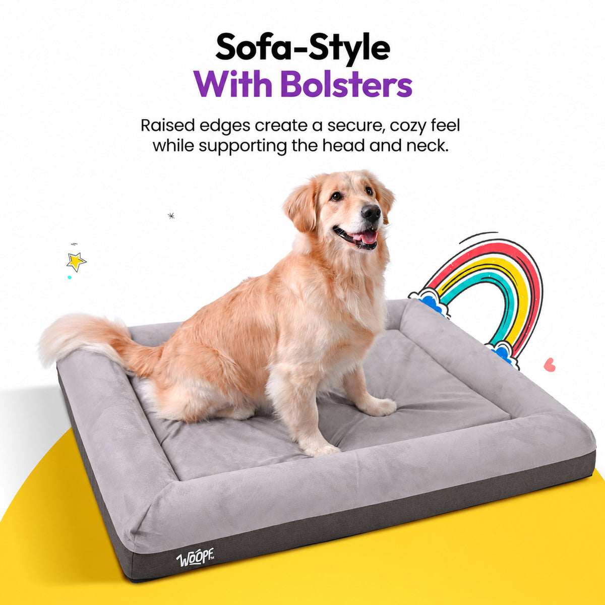 Grey | SNÜZ Orthopedic Suede Bed: Sofa-style with bolster