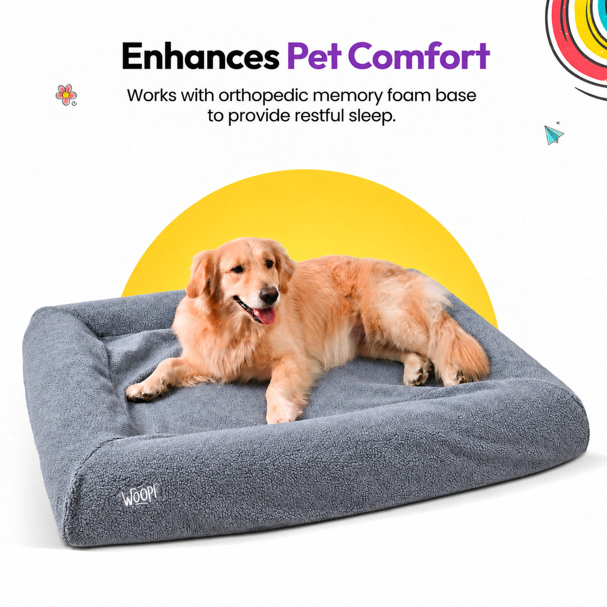 Grey | SNÜZ Bed Slip-On Cover Fleece: Enhances pet comfort