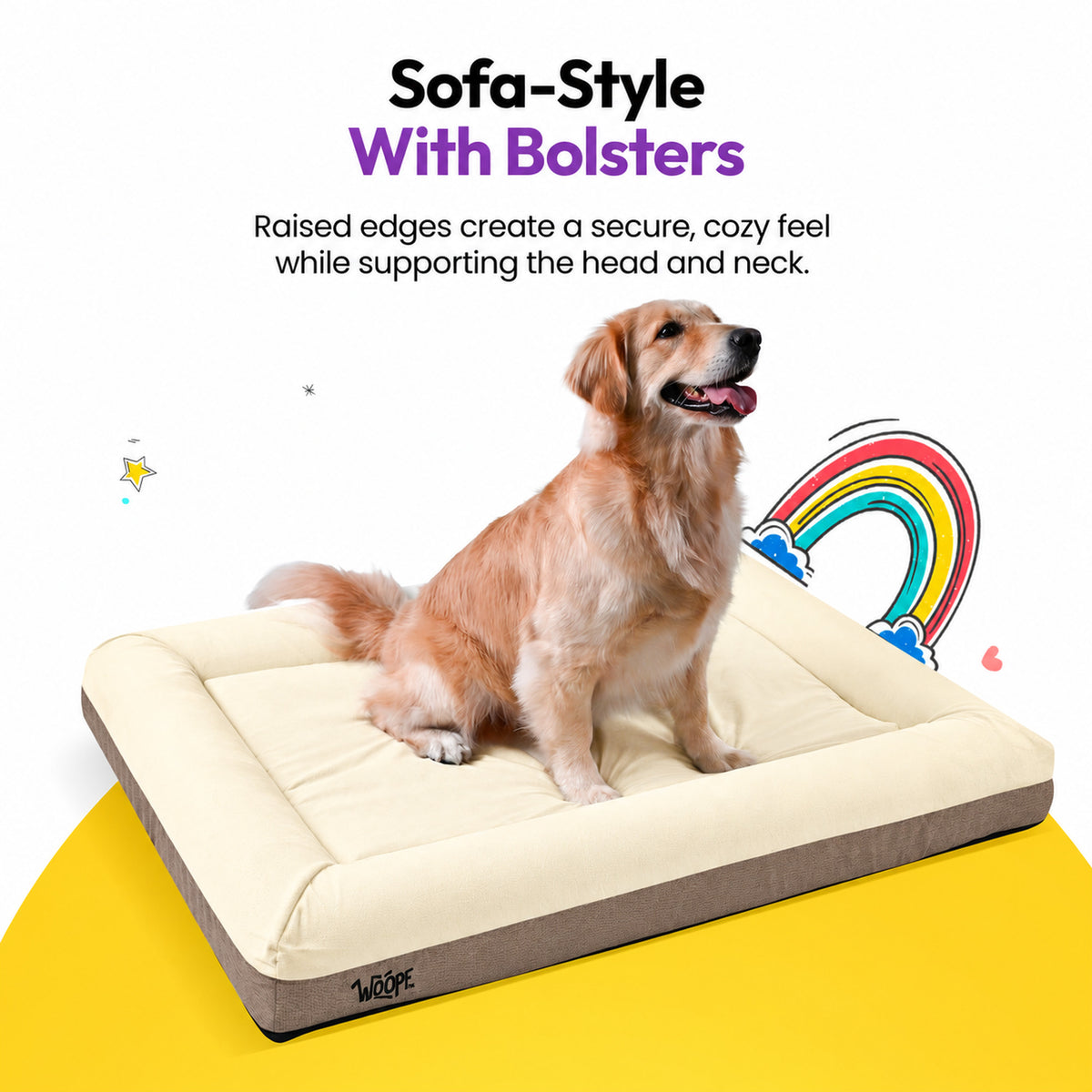 Cream | SNÜZ Orthopedic Suede Bed: Sofa-style with bolster