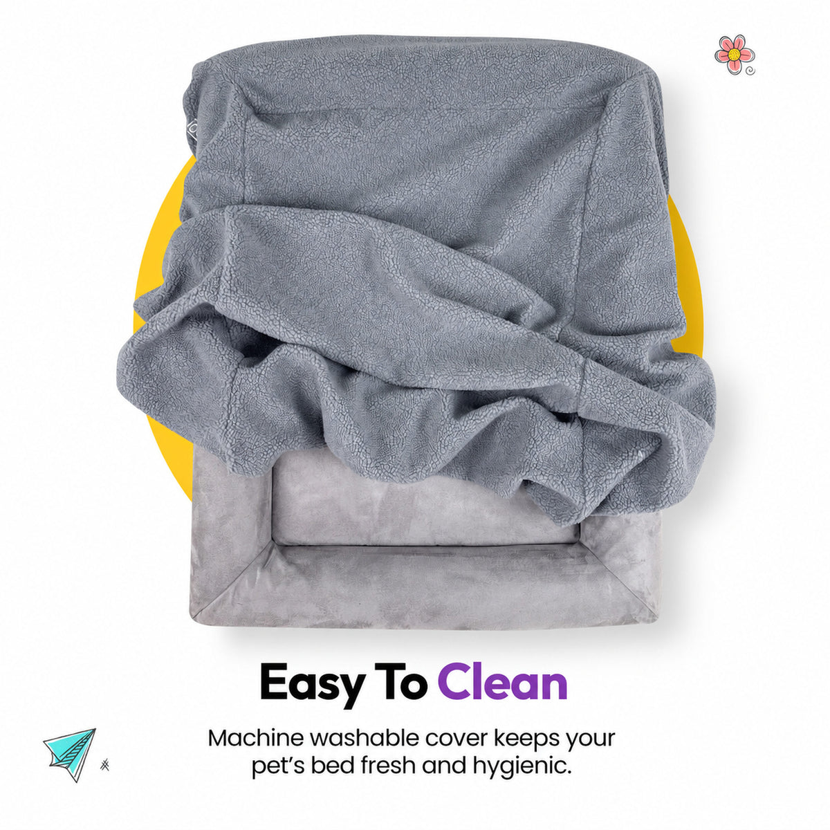 Grey | SNÜZ Bed Slip-On Cover Fleece: Easy to clean