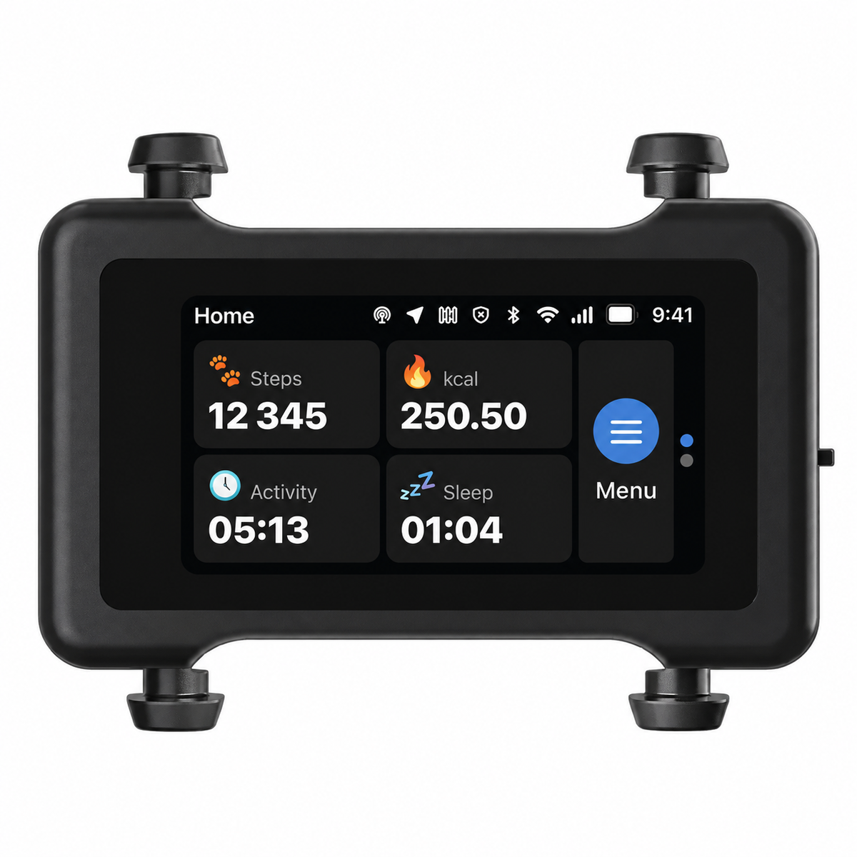 Black / Gold | Two Trackers Bundle: Render of the Black / Gold tracker showing its home screen