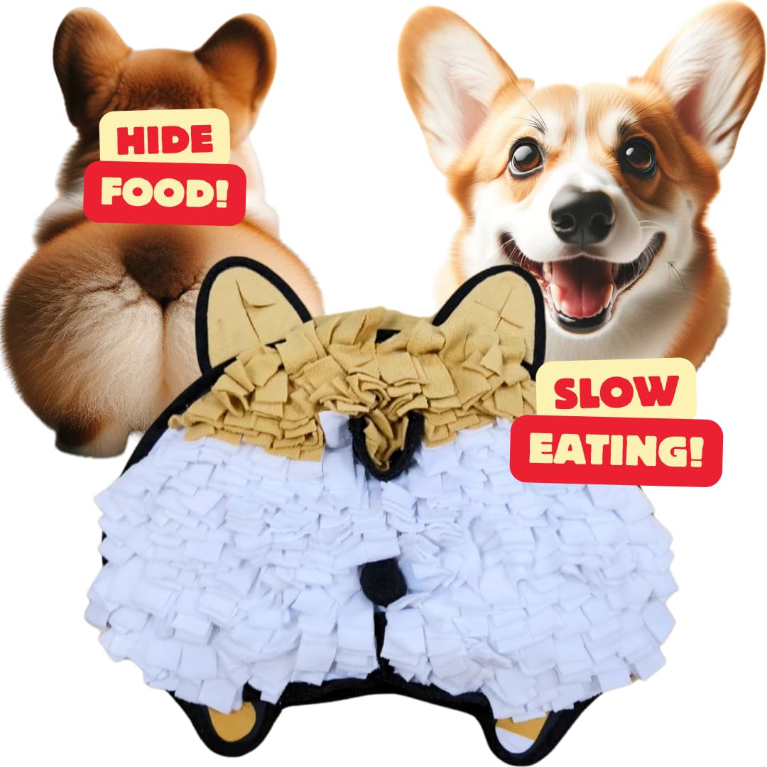 WOOPF Snuffle Mat (Corgi Butt) Interactive Toy - Slow Feeder for Fun, Foraging, Digestive Health, Machine Washable with Suction Cups