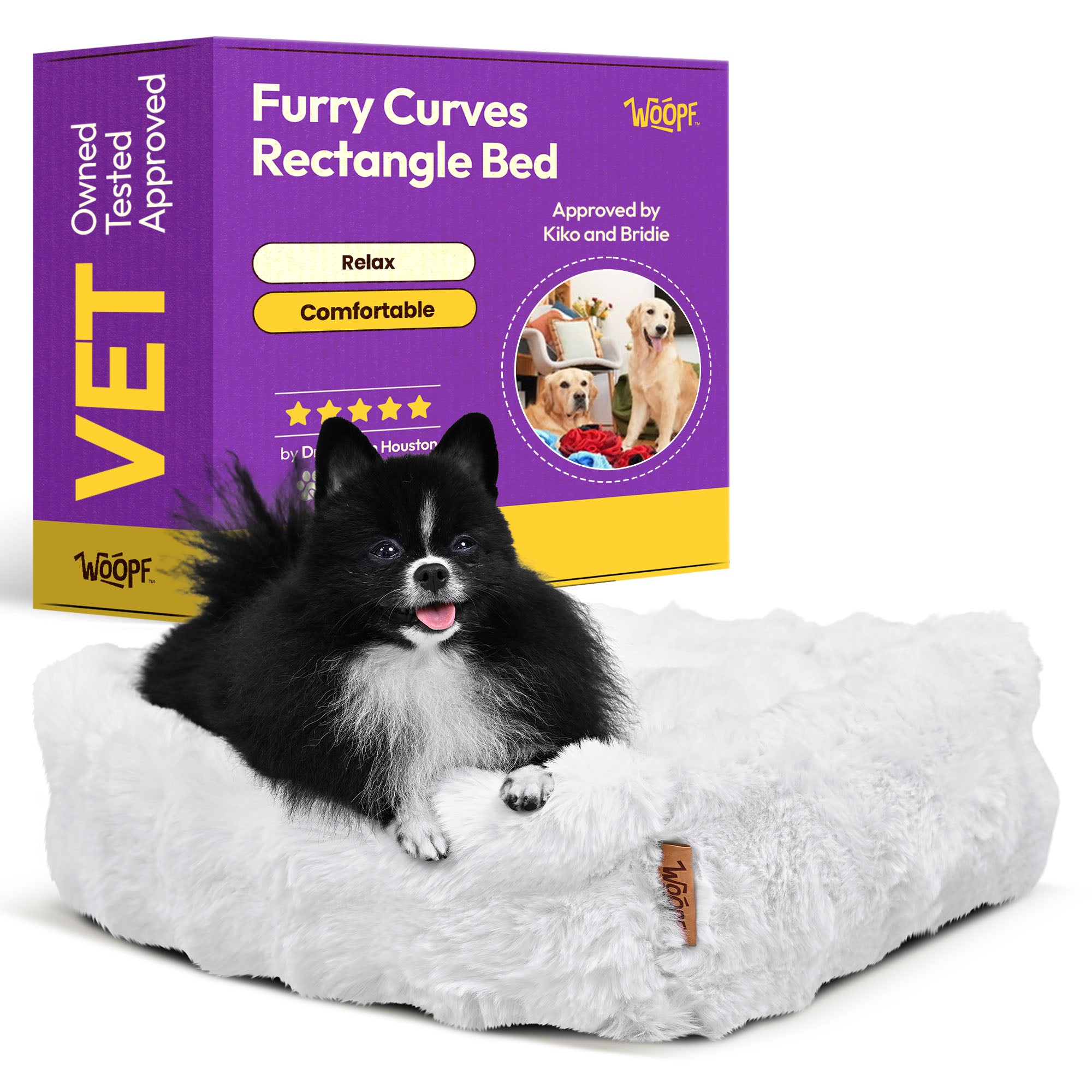 毛足の長い畝織り長方形ベッド