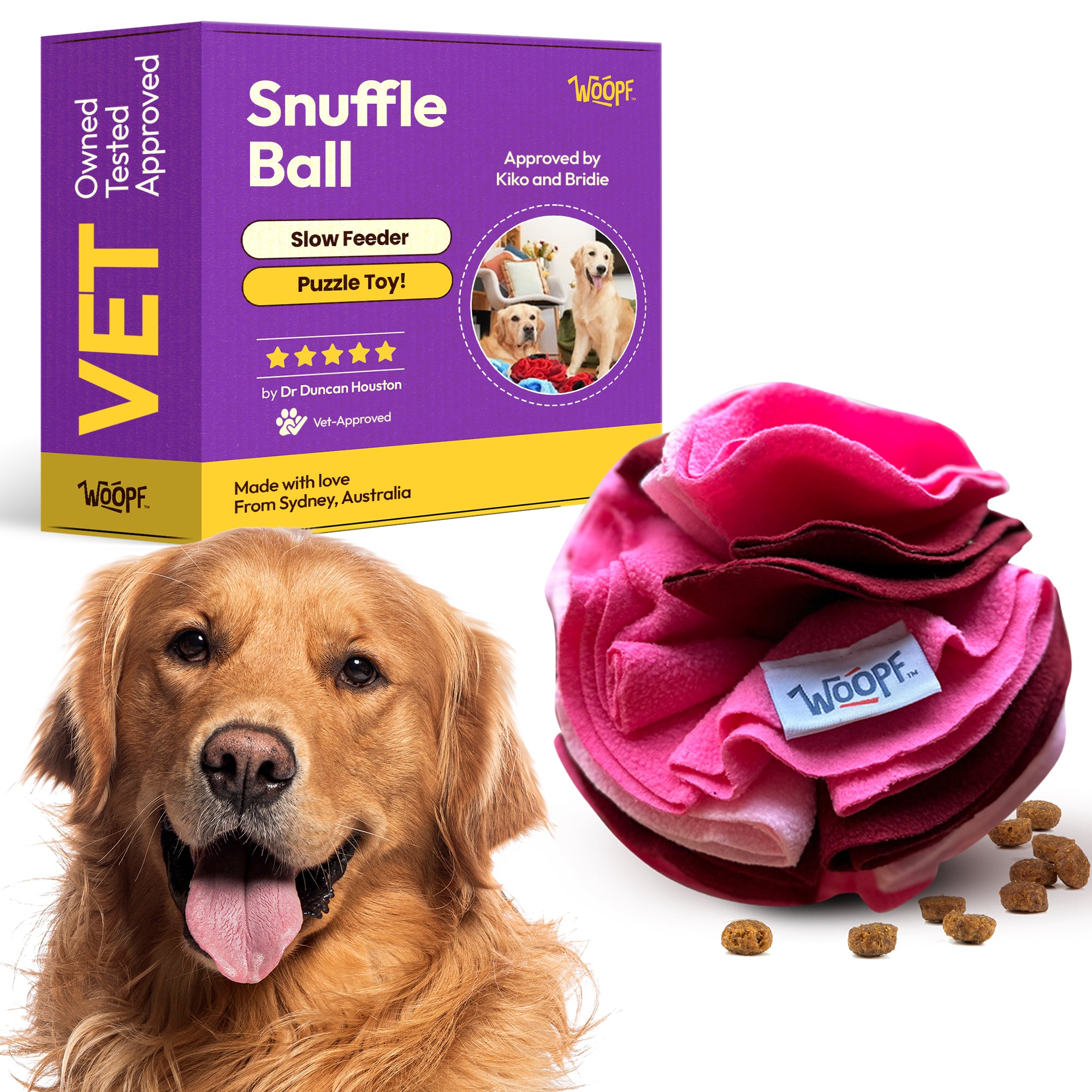 Snuffle Ball (Raspberry) – Vet-Designed Enrichment Toy & Slow Feeder