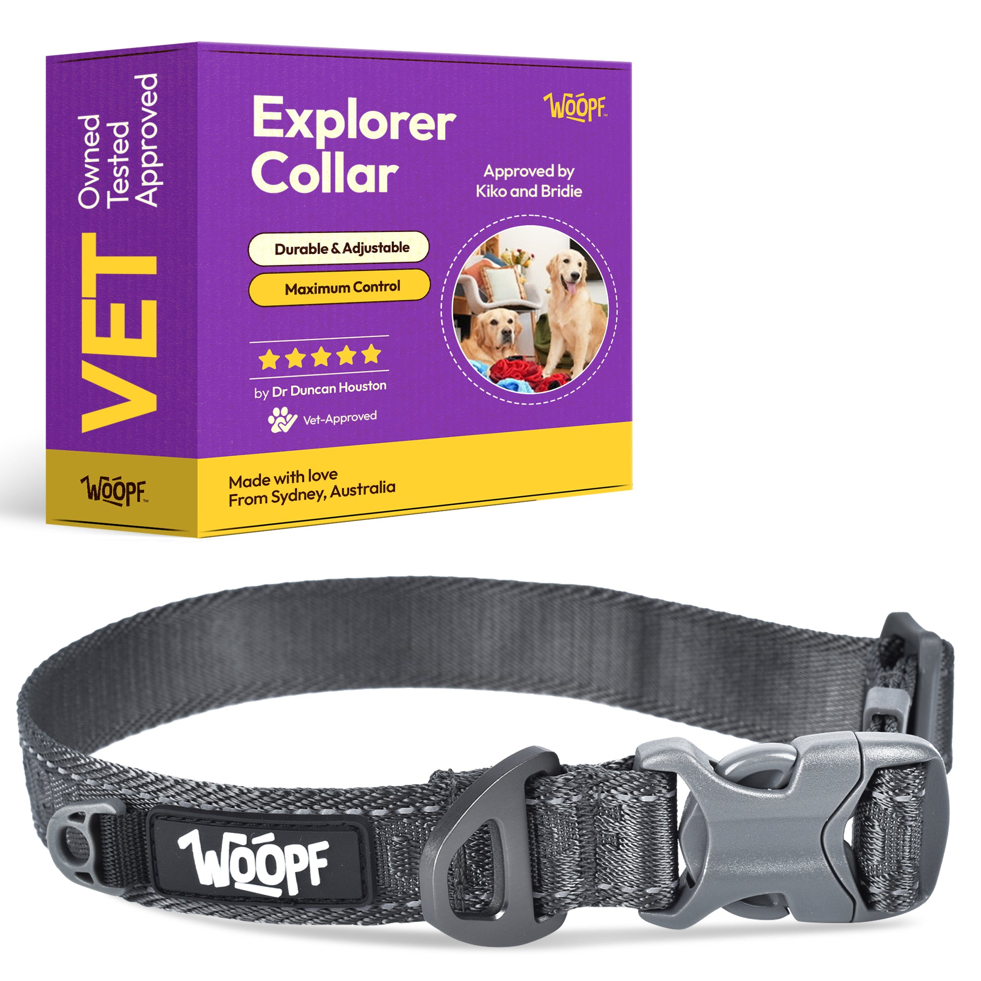 Explorer Dog Collar – Reflective, Escape-Proof, Waterproof Nylon