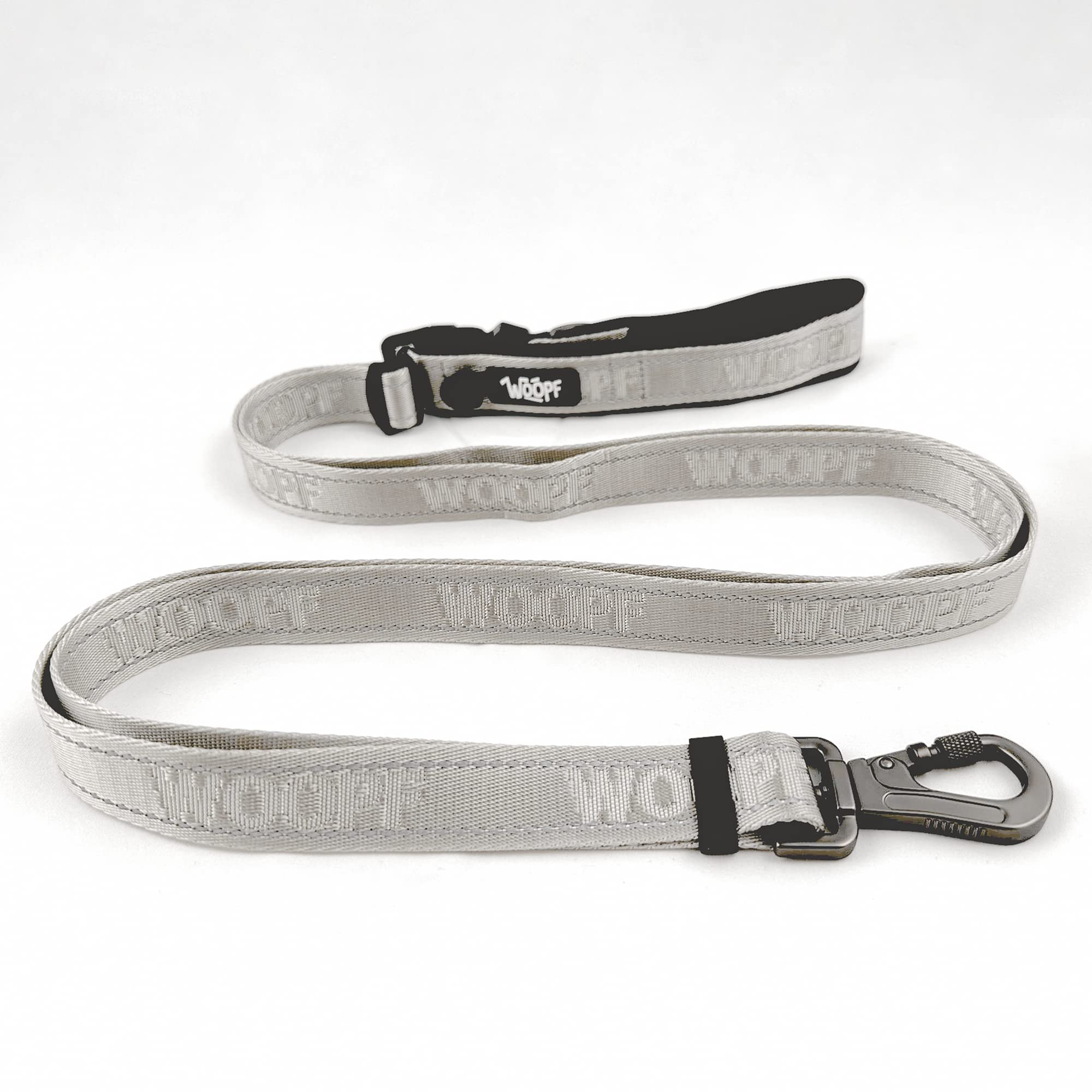WOOPF Adjustable Dog Lead 2.1m | Durable Handle with Buckle for Waist or Tethering | Ultimate Comfort and Strength | All Adventures Lead | Fits Medium to Extra Large Dog Slip Lead | Silver