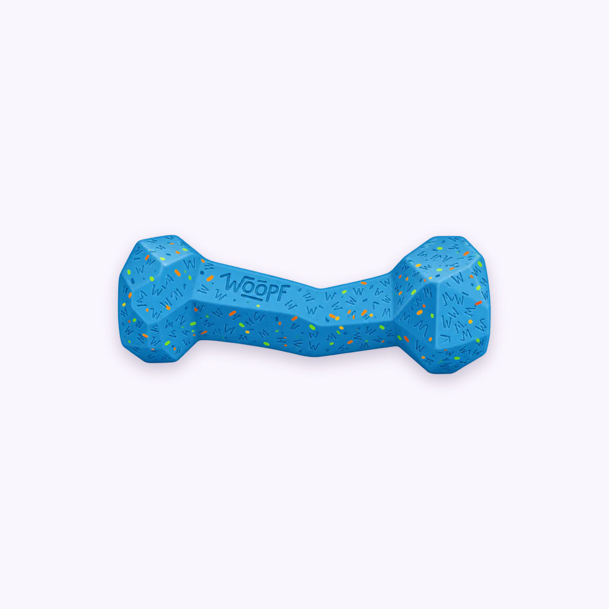 Chewster Blocky Bone: The Blue Blocky Bone on its own on a pale lavender background