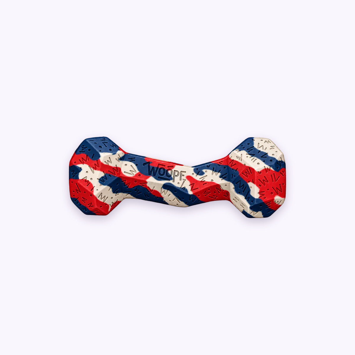 USA | Chewster Blocky Bone: The USA Blocky Bone on its own on a pale lavender background
