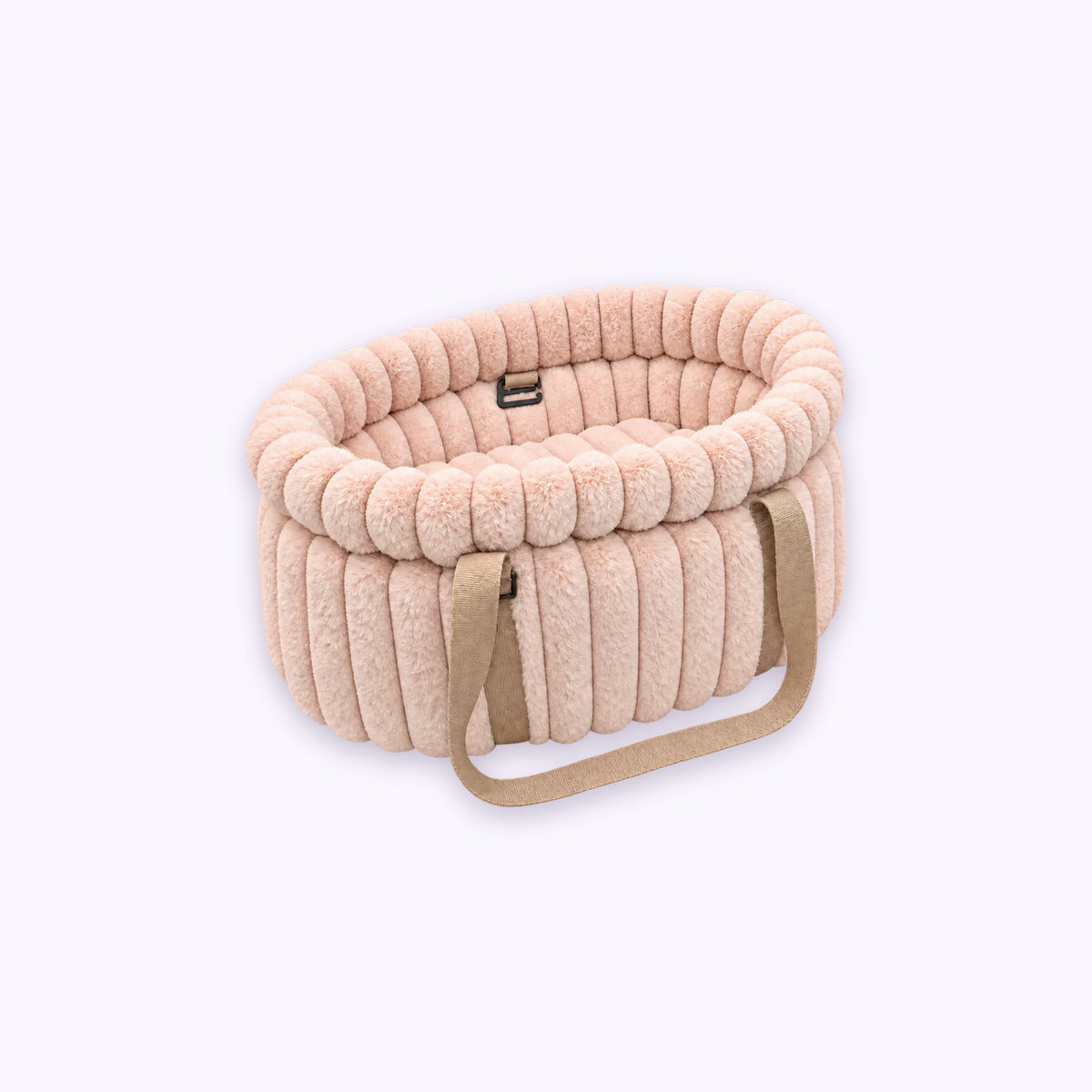 Pale pink | Corduroy Calming Dog Carrier: The Pale pink carrier on its own on a pale lavender background
