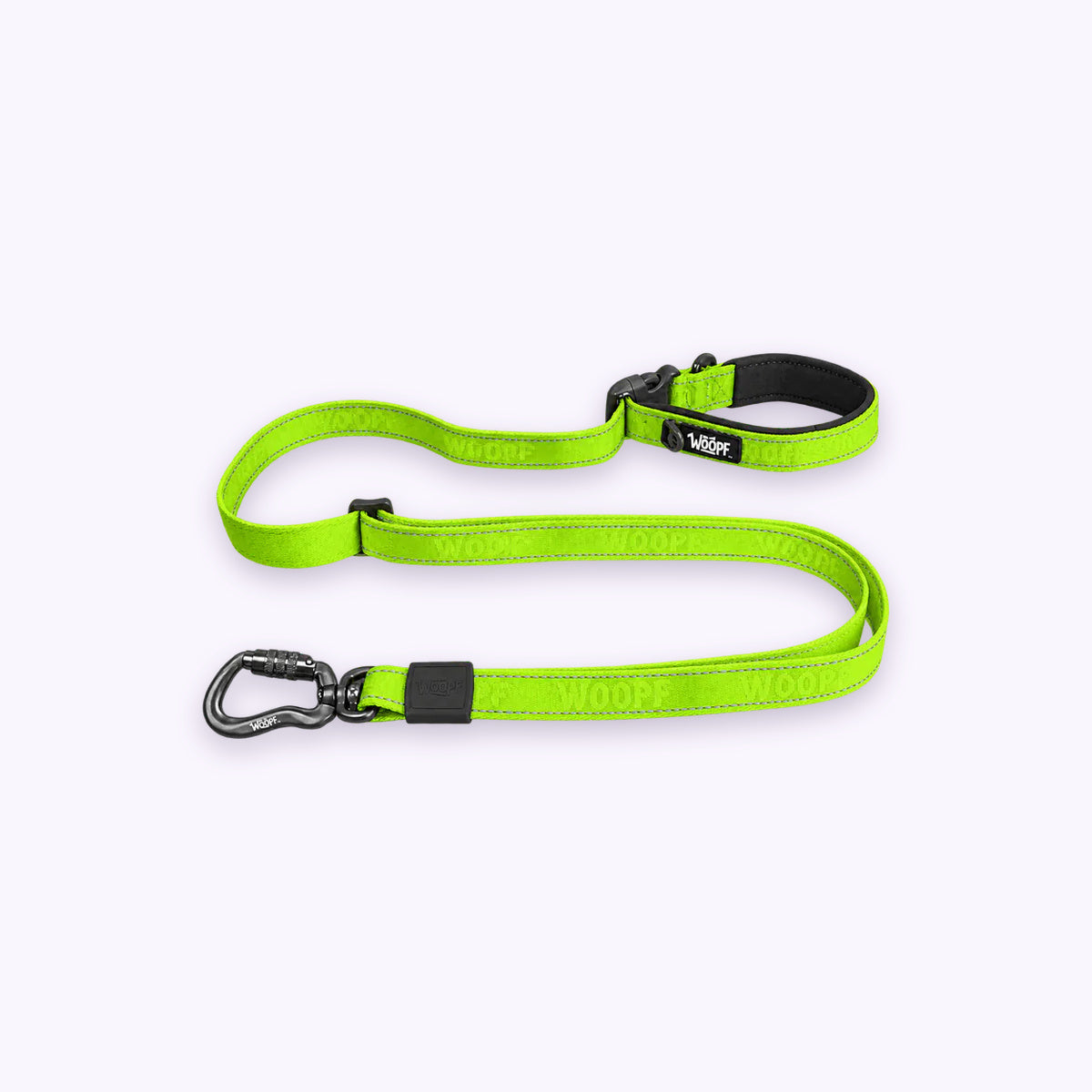 Green | Explorer Adjustable Leash: The Green lead on its own on a pale lavender background