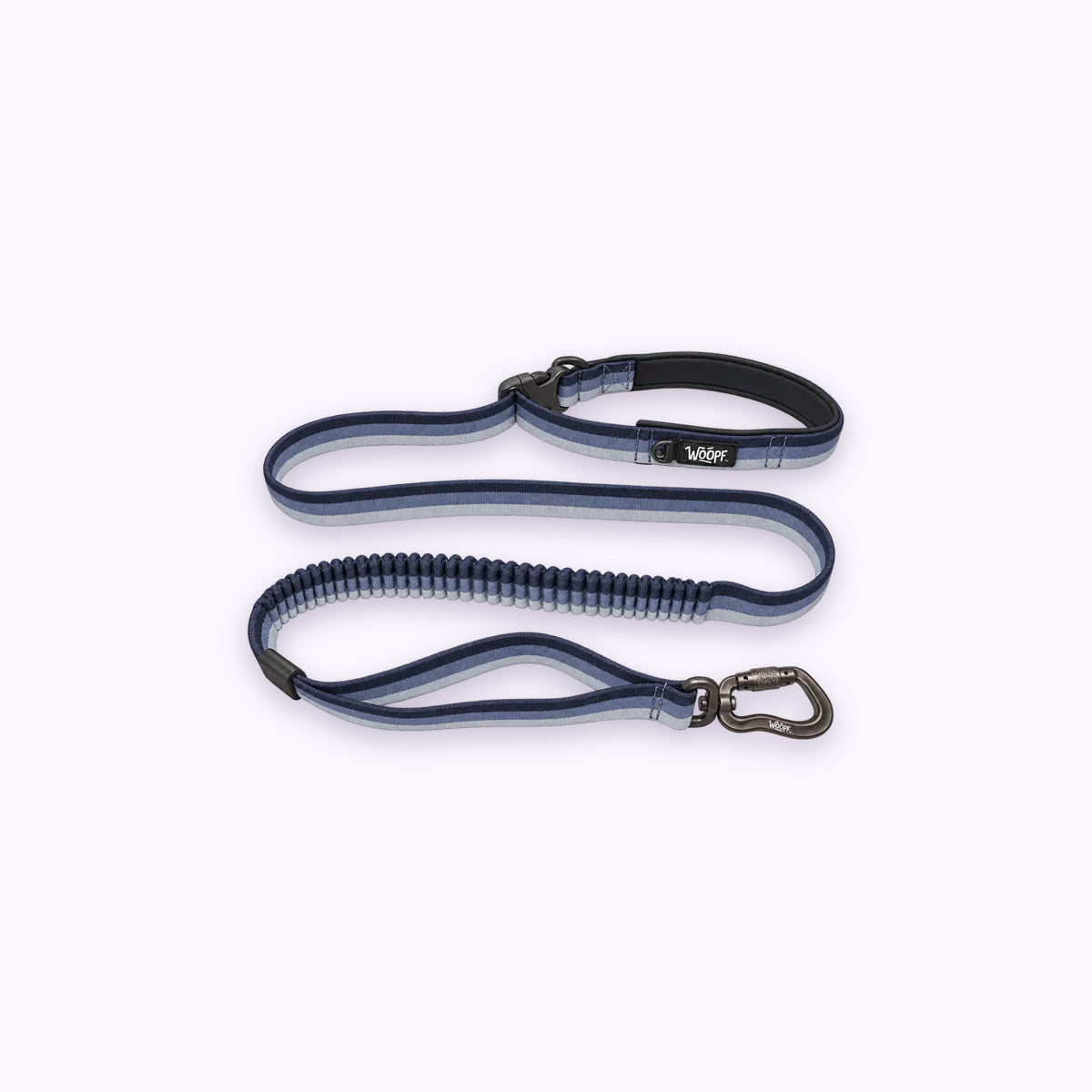 Grey | Explorer Bungee Leash: The Grey lead on its own on a pale lavender background