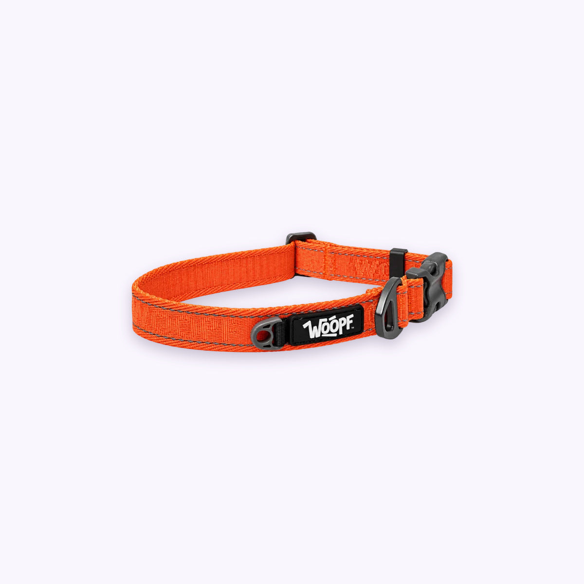 Orange | Explorer Collar: The Orange collar on its own on a pale lavender background