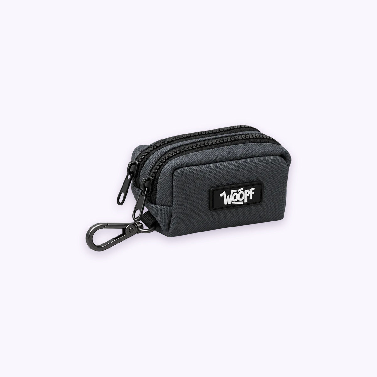 Explorer Dual Pocket Pouch: The Grey pouch on its own on a pale lavender background