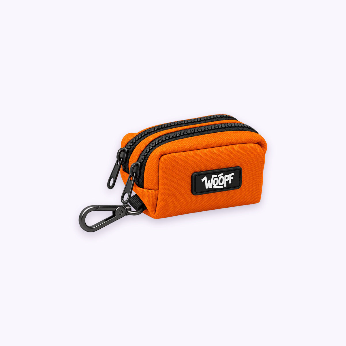 Explorer Dual Pocket Pouch: The Orange pouch on its own on a pale lavender background