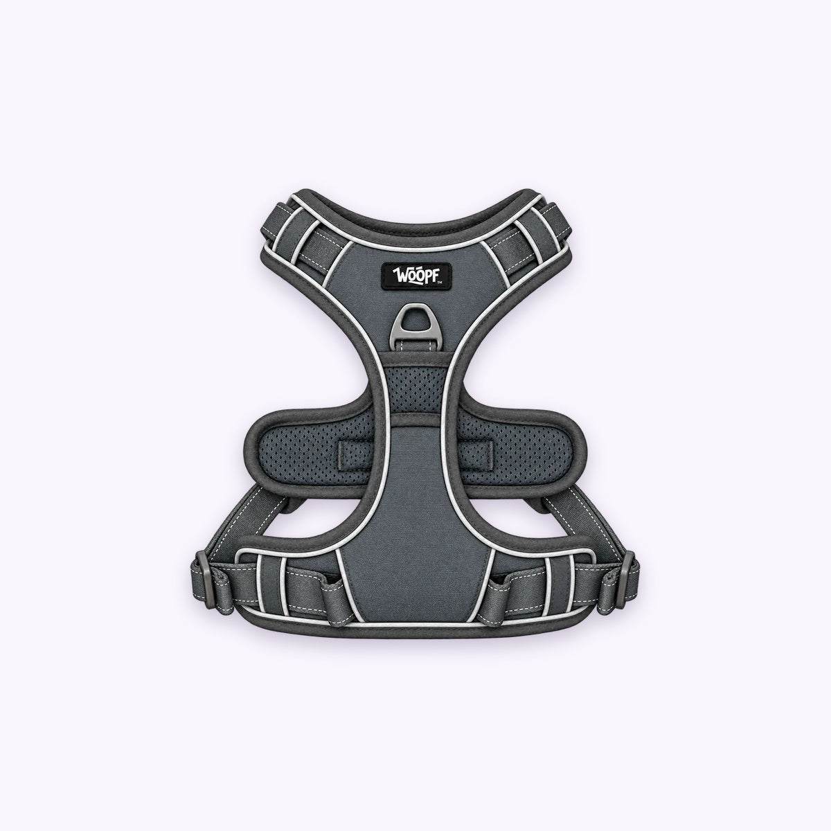 Grey | Explorer Harness: The Grey harness on its own on a pale lavender background