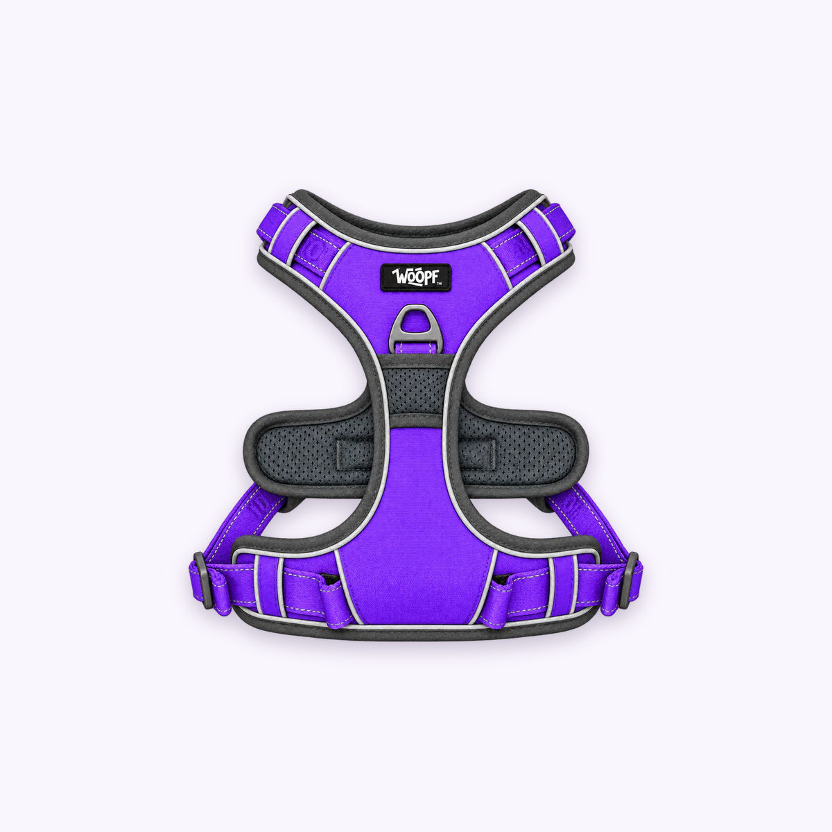 Explorer Harness: The Purple harness on its own on a pale lavender background