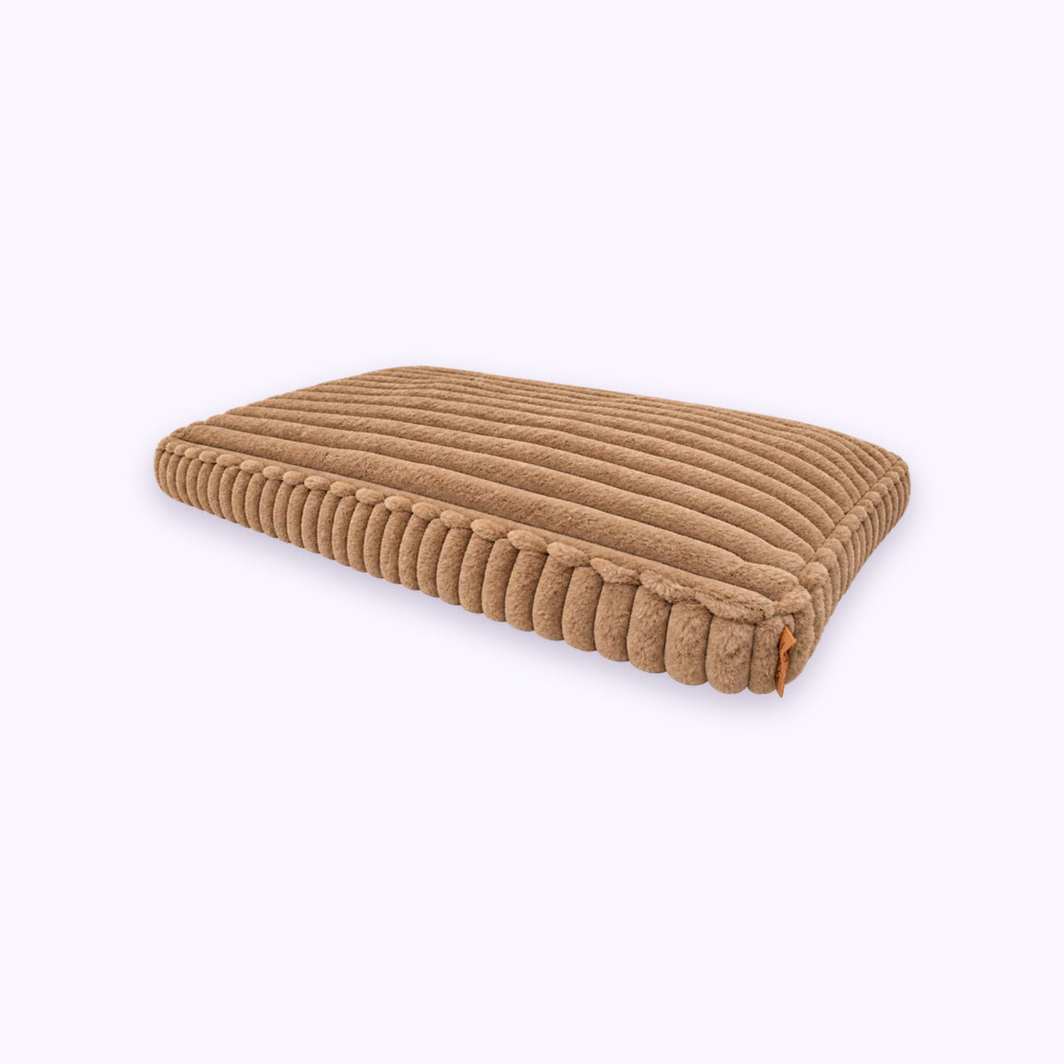 Brown | Furry Corduroy Sleeping Mat: The Brown mat on its own on a pale lavender background