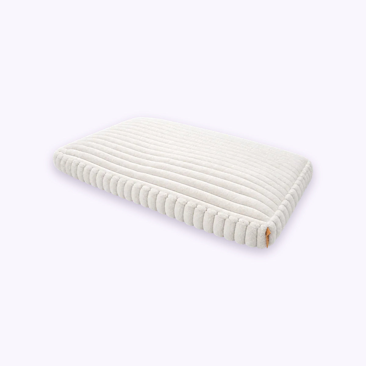 Furry Corduroy Sleeping Mat: The White mat on its own on a pale lavender background