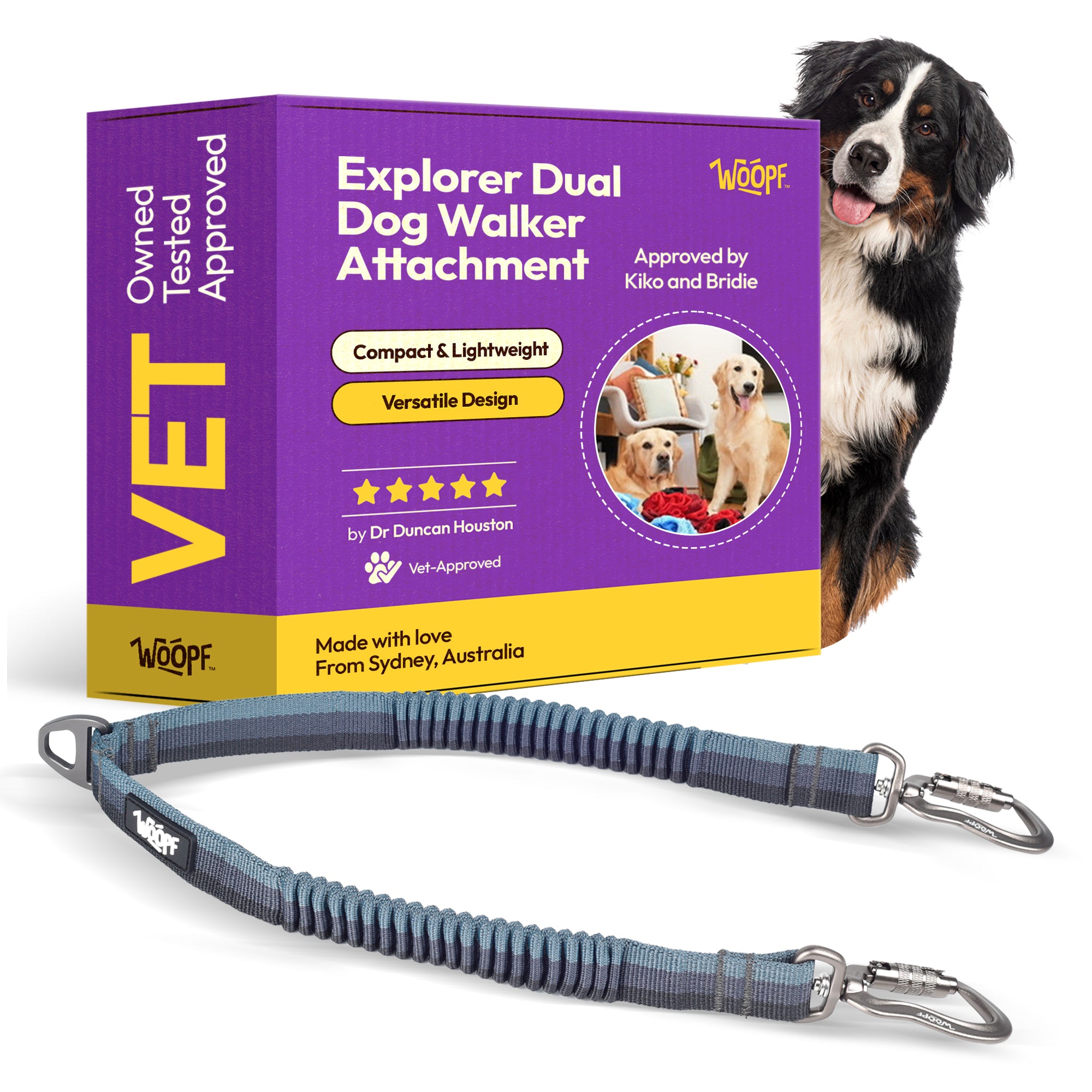 Explorer Two Dog Walker – No-Tangle, Shock-Absorbing Dual Leash Attachment