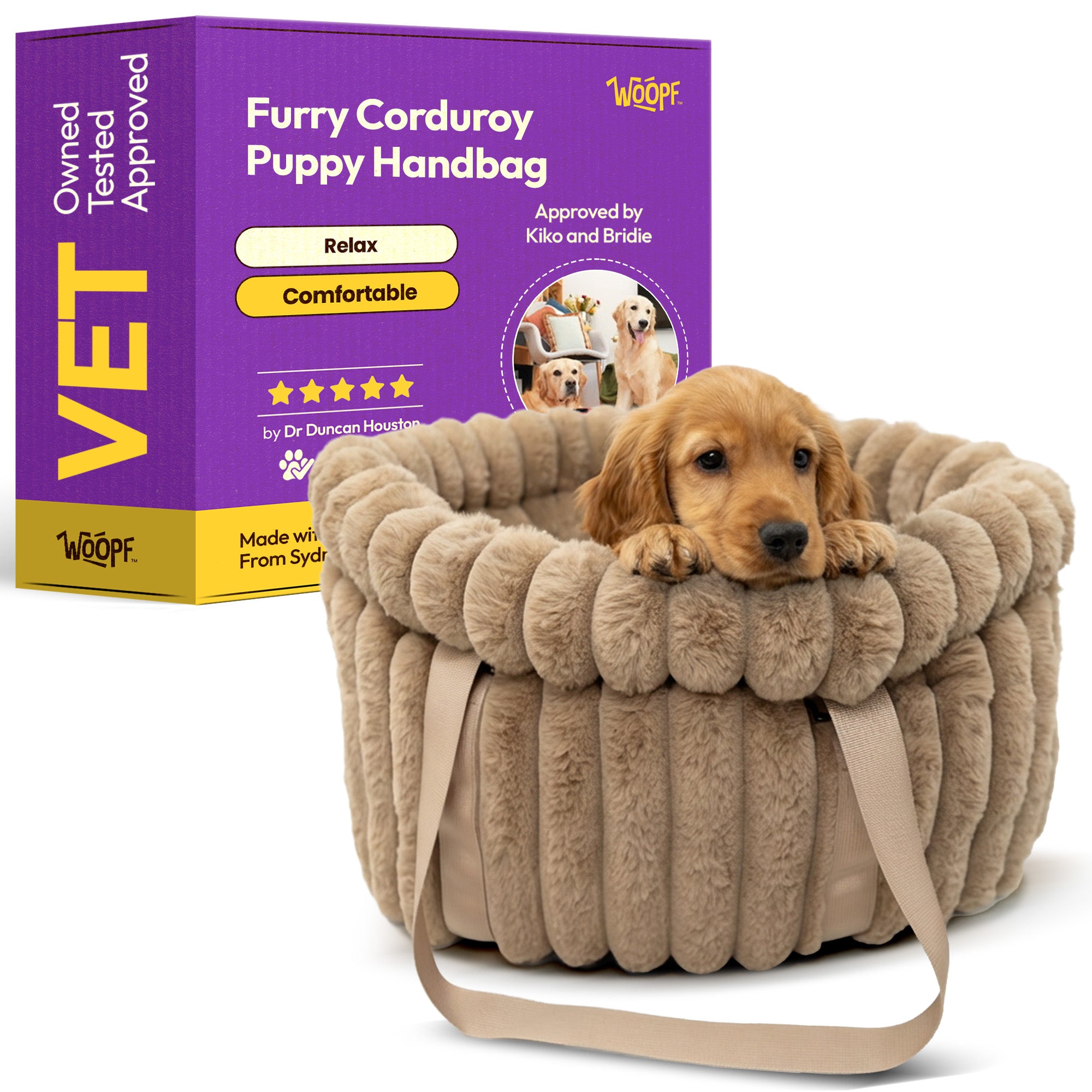 Furry Corduroy Range Puppy Bag
