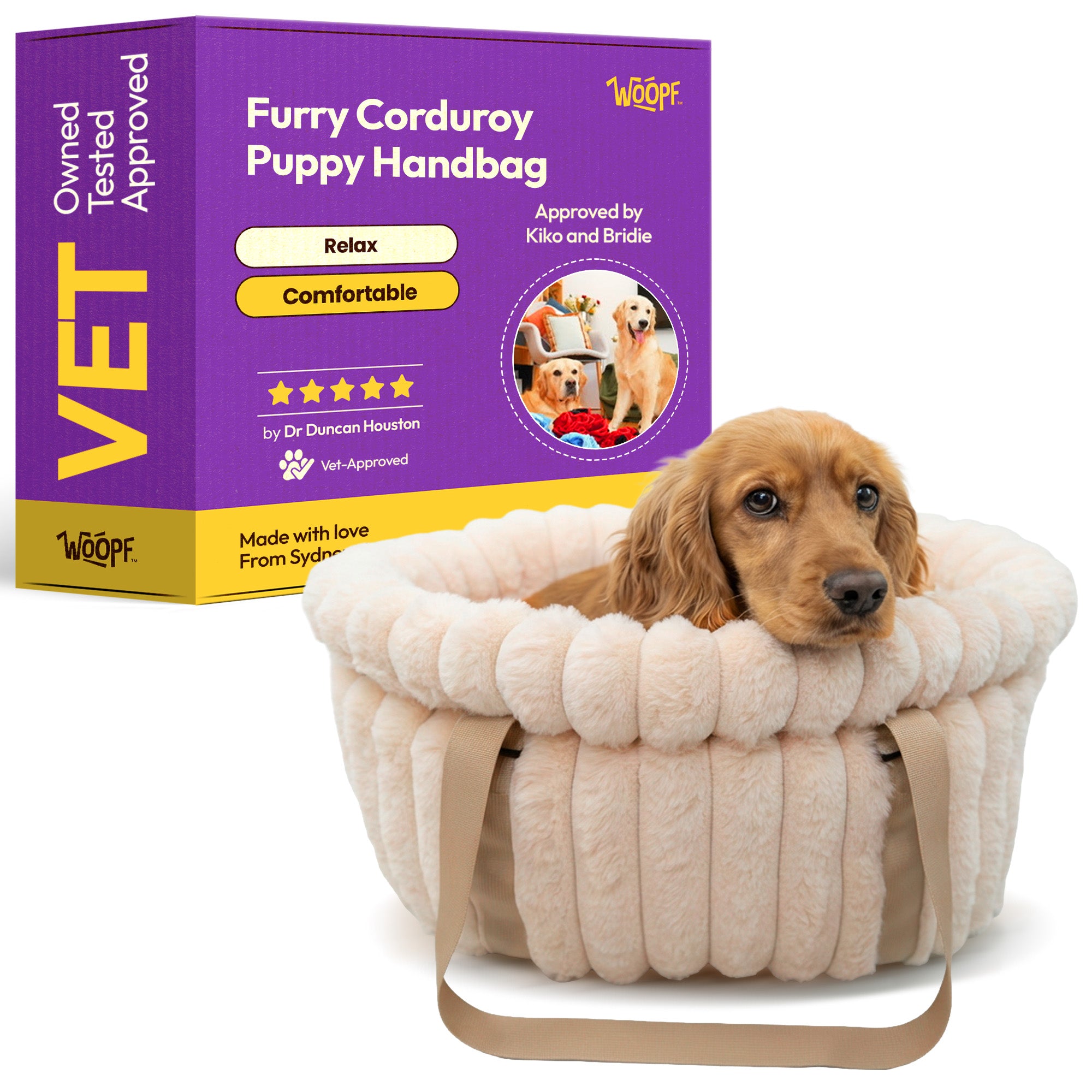 Furry Corduroy Puppy Handbag
