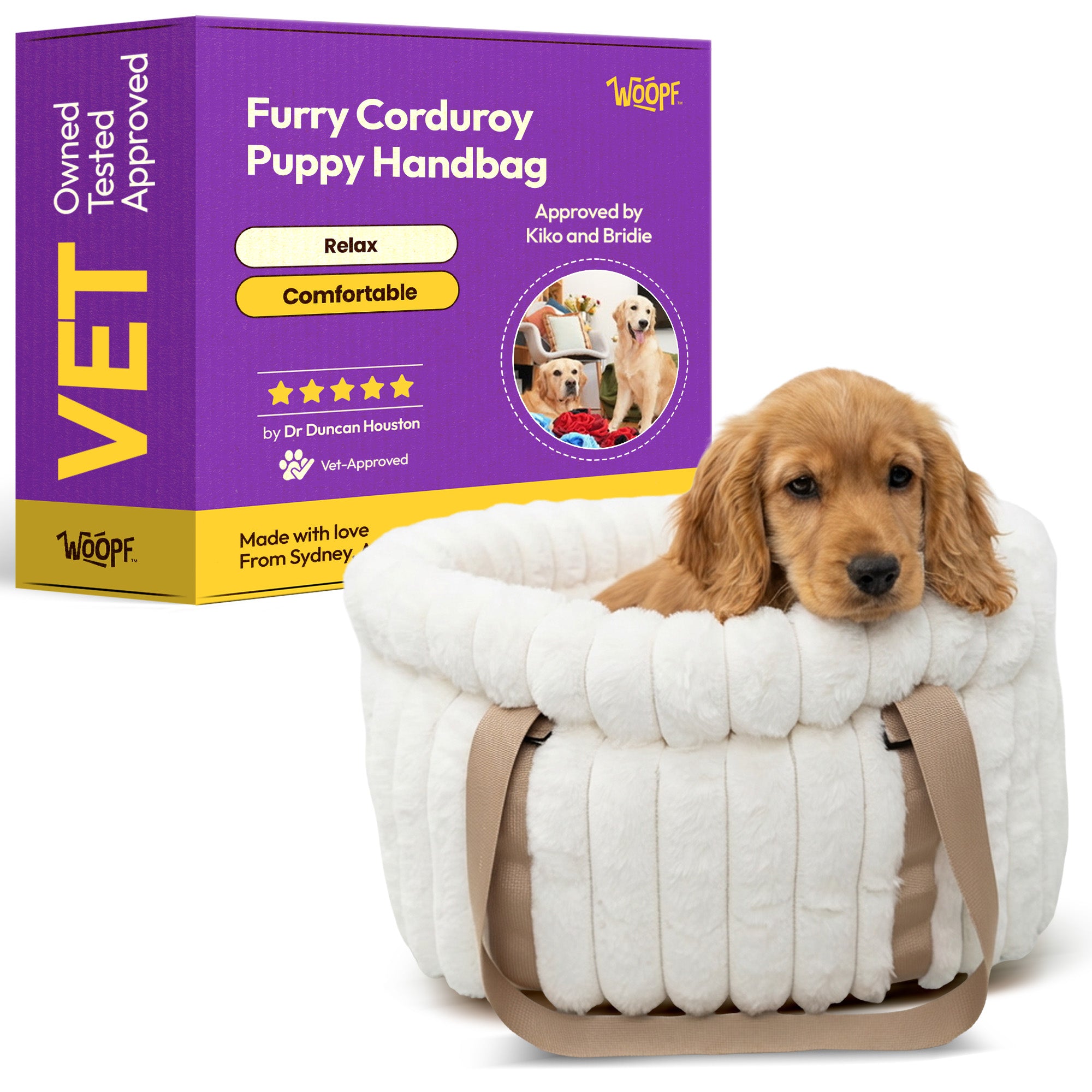 Furry Corduroy Puppy Handbag