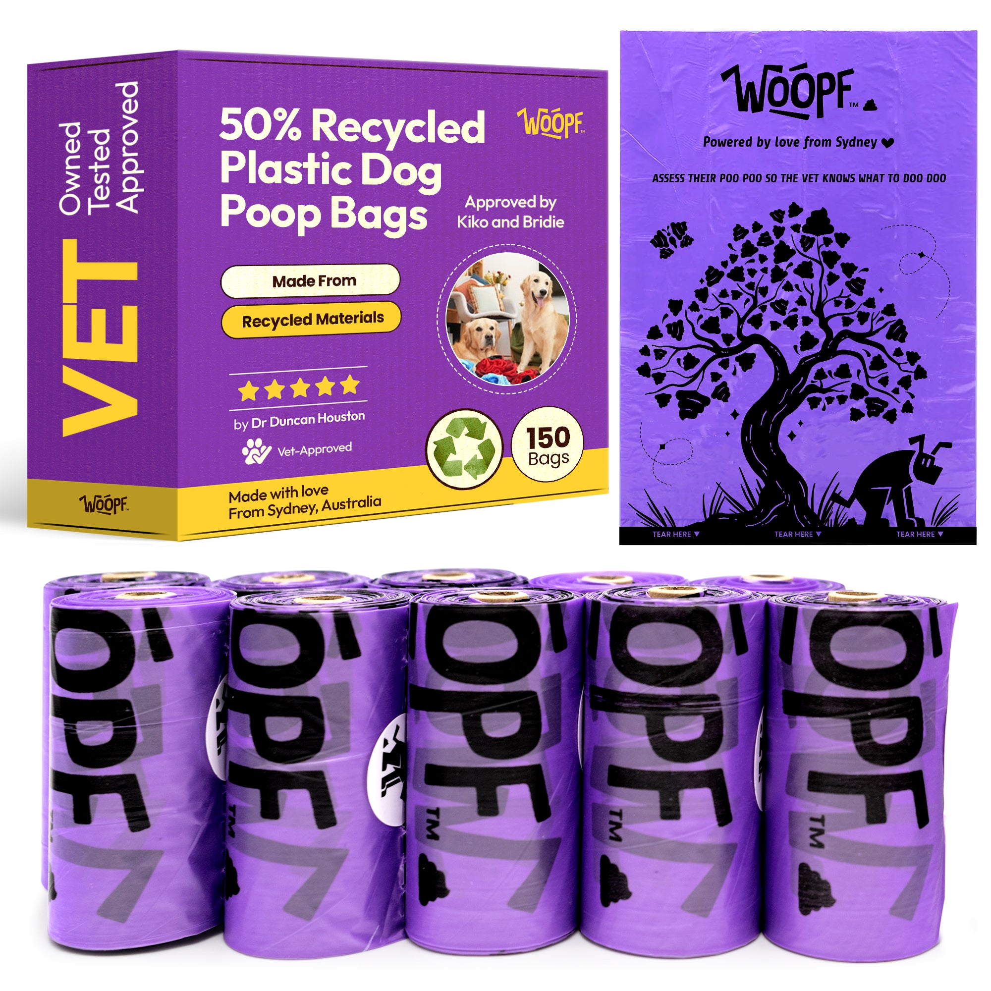 50% Recycled Plastic Dog Poop Bags – Leak-Proof, Sustainable, Easy-Tear
