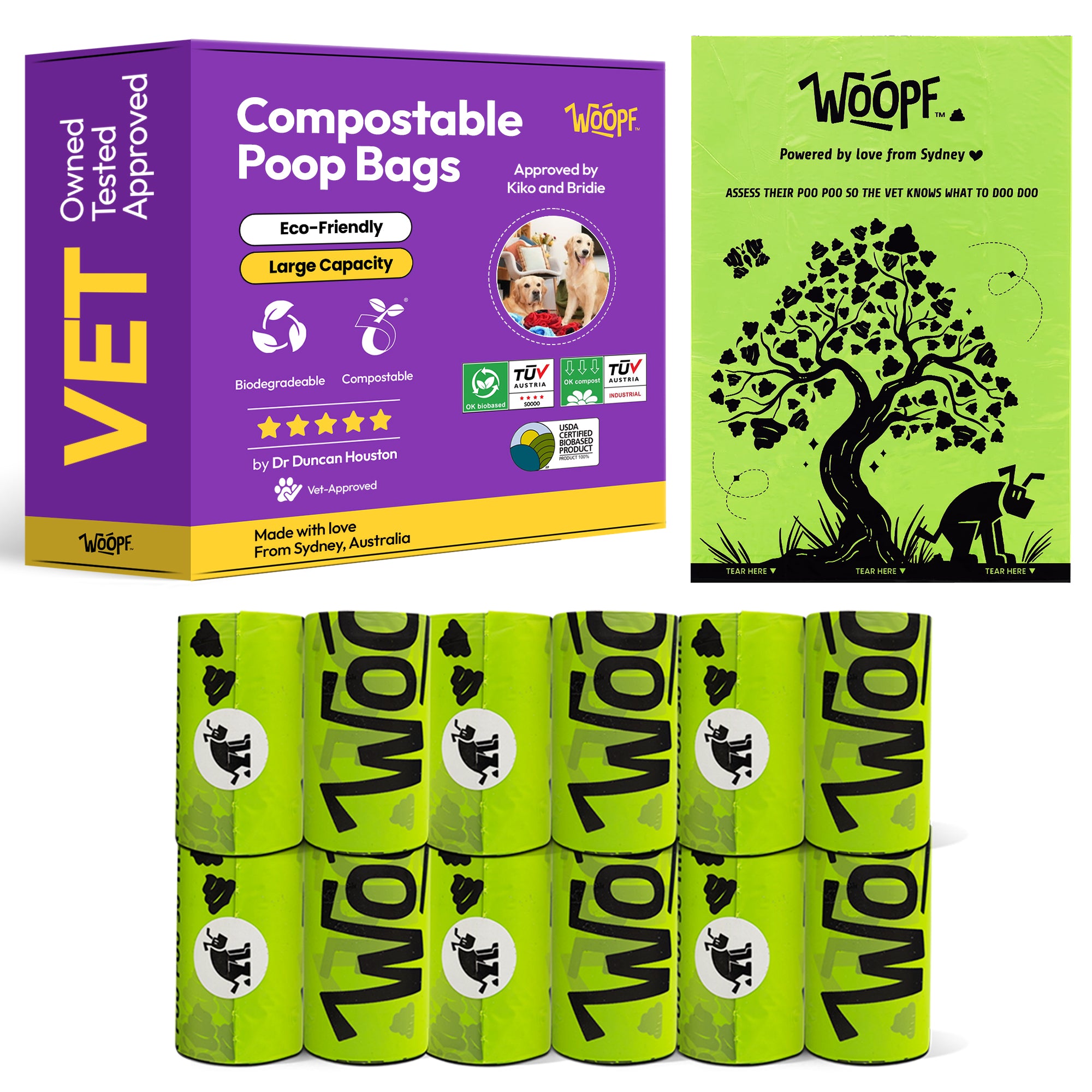 100% Compostable Dog Poop Bags – Plastic-Free, Biodegradable, Leak-Proof