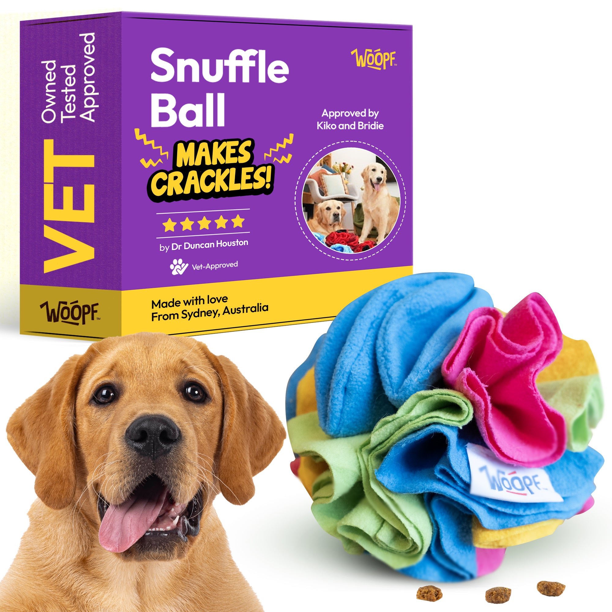 Snuffle Ball WITH CRACKLE SOUNDS – Multi-Sensory Enrichment Toy for Dogs