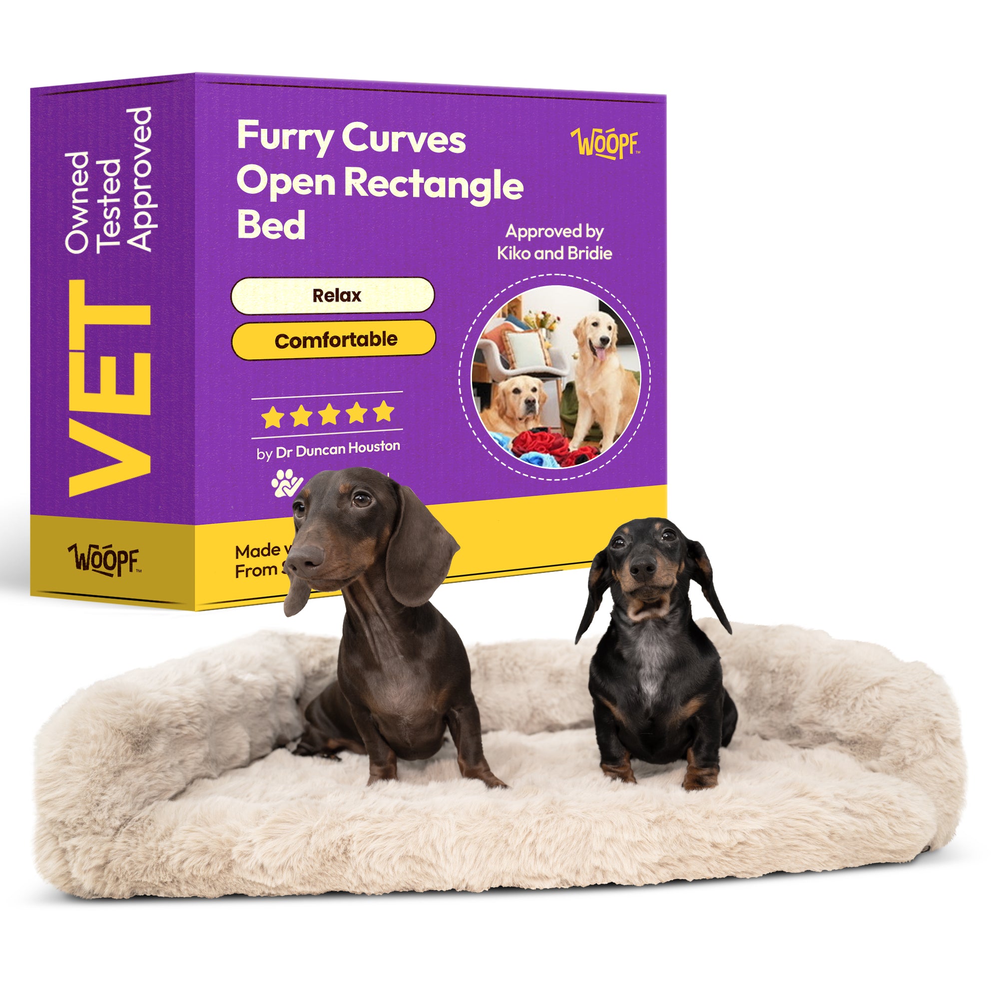 Furry Curves Open Rectangle Bed