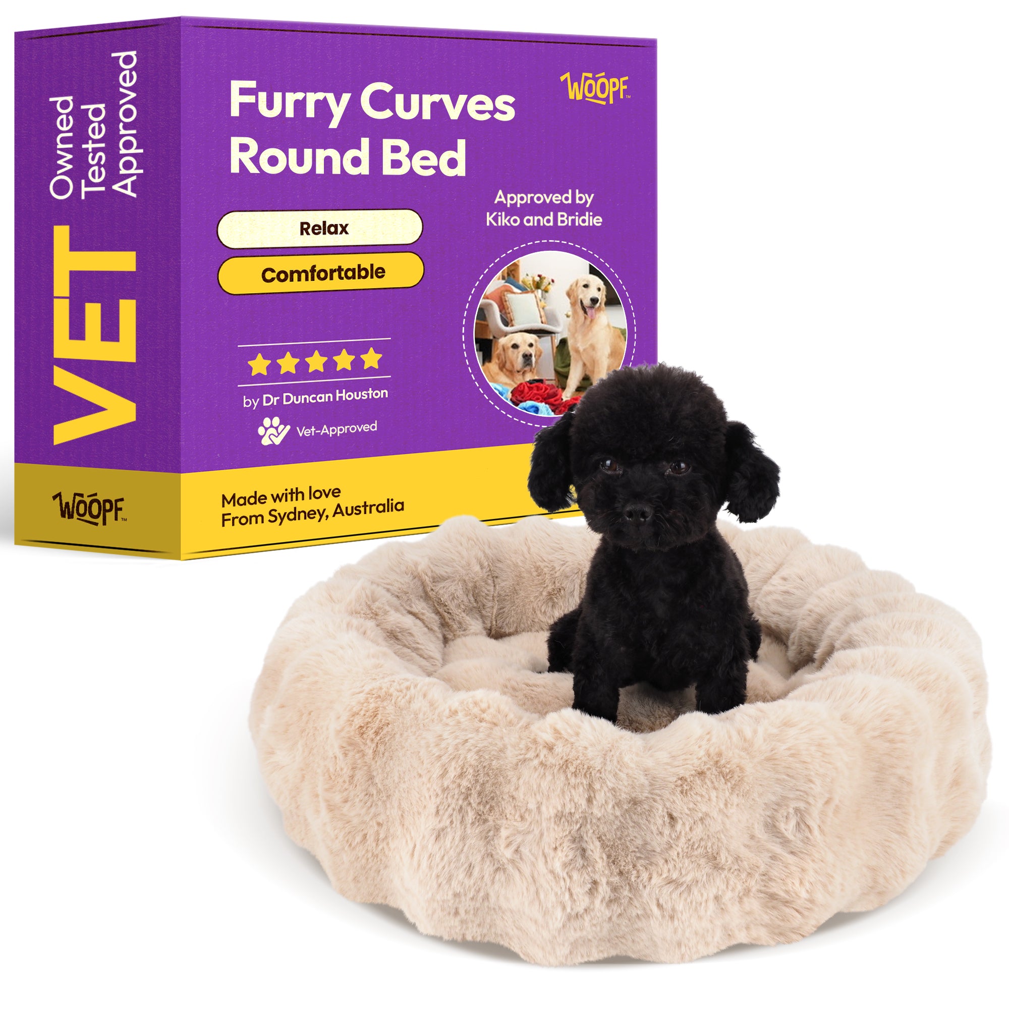 Furry Curves Round Bed
