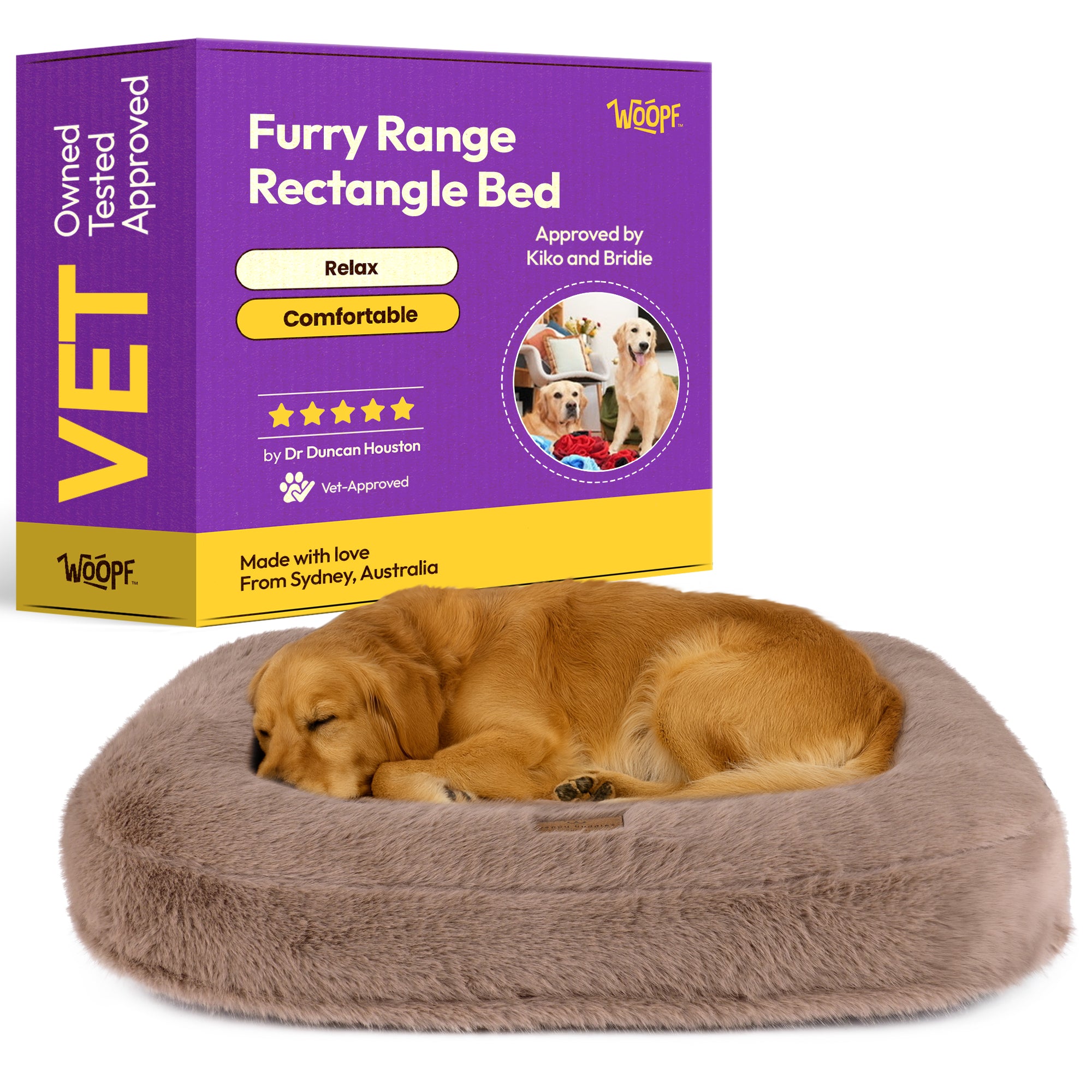 Furry Range Rectangle Memory Foam Pet Bed – Soft Fluffy Velvet Feel Orthopedic Calming Dog & Cat Bed, Long Fur Plush Cushion, Stress Relief, Washable Premium Mattress for Small to Medium Pets