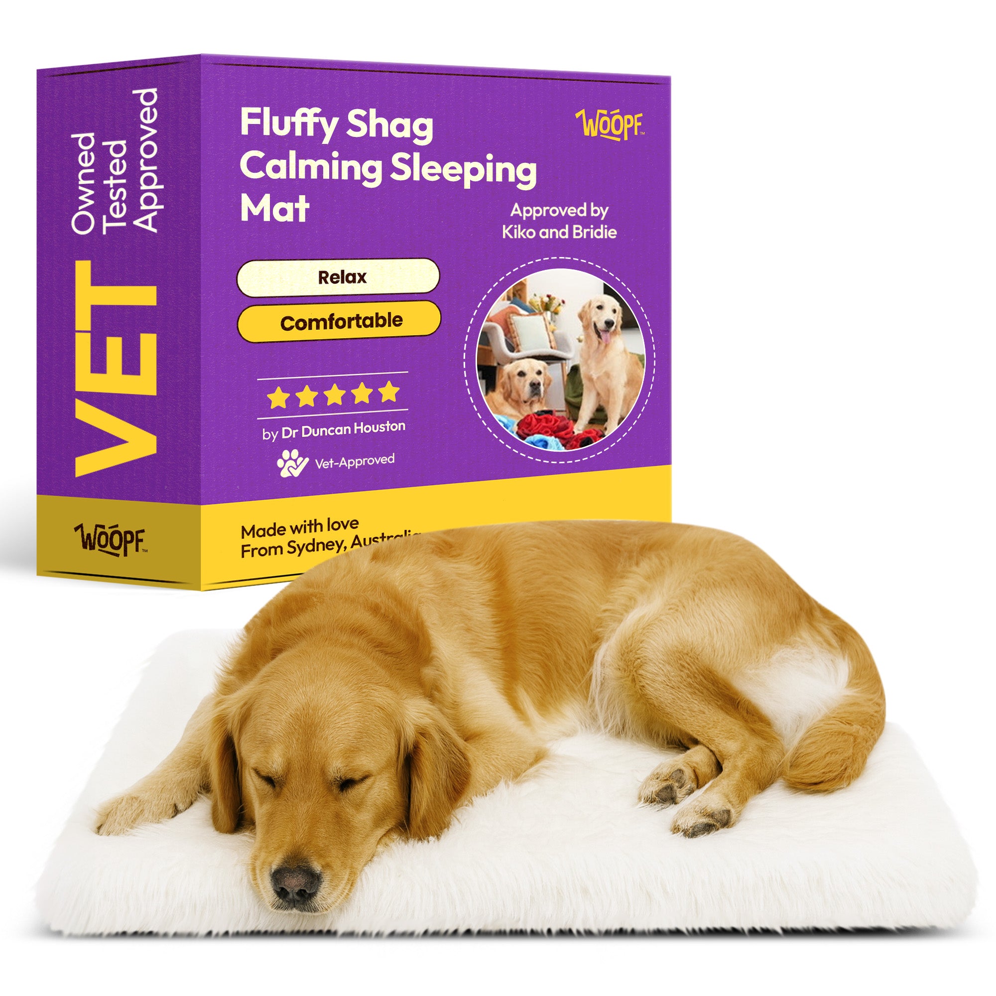 Fluffy Shag Bed Sleeping Mat – Super Soft Orthopedic Calming Dog Bed, Vet Designed, Anxiety Relief, Washable Pet Mat for Dogs & Cats
