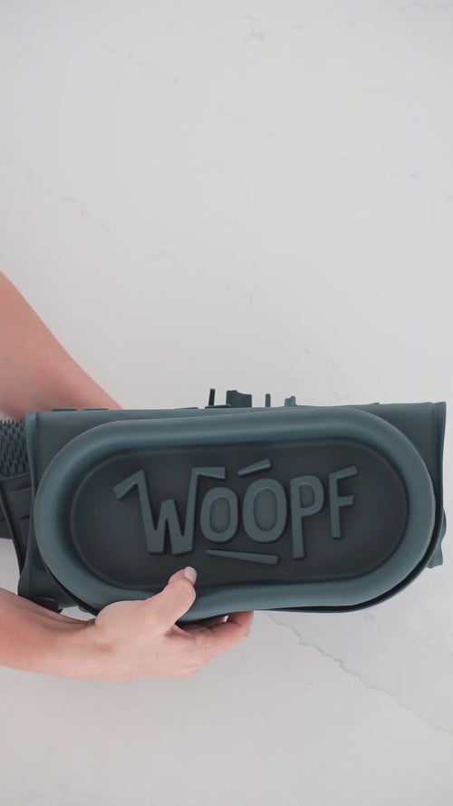 Grey | Licky Bowl Mat: Video of a gloved hand spreading food over the Grey mat