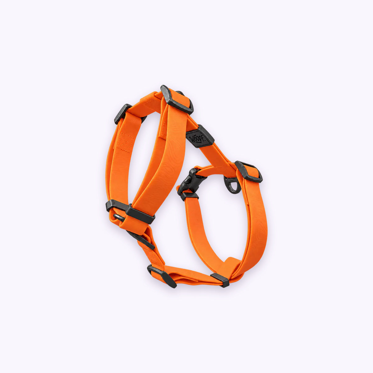 Orange | Sealskin Harness: The Orange harness on its own on a pale lavender background