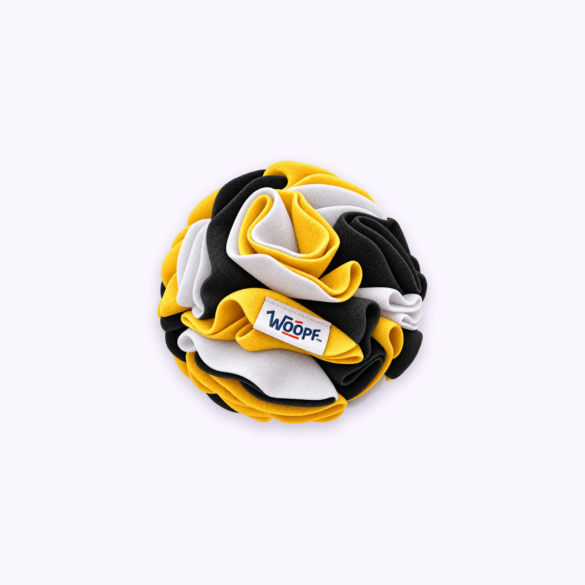 Bumble Bee | Snuffle Ball: The Bumble Bee ball on its own on a pale lavender background