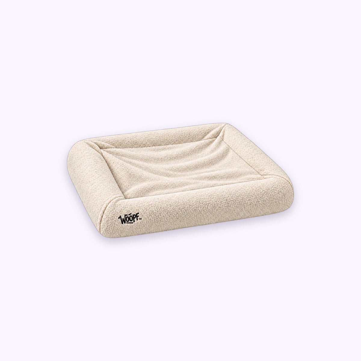 Cream | SNÜZ Bed Slip-On Cover Fleece: The Cream cover on the bed on its own on a pale lavender background