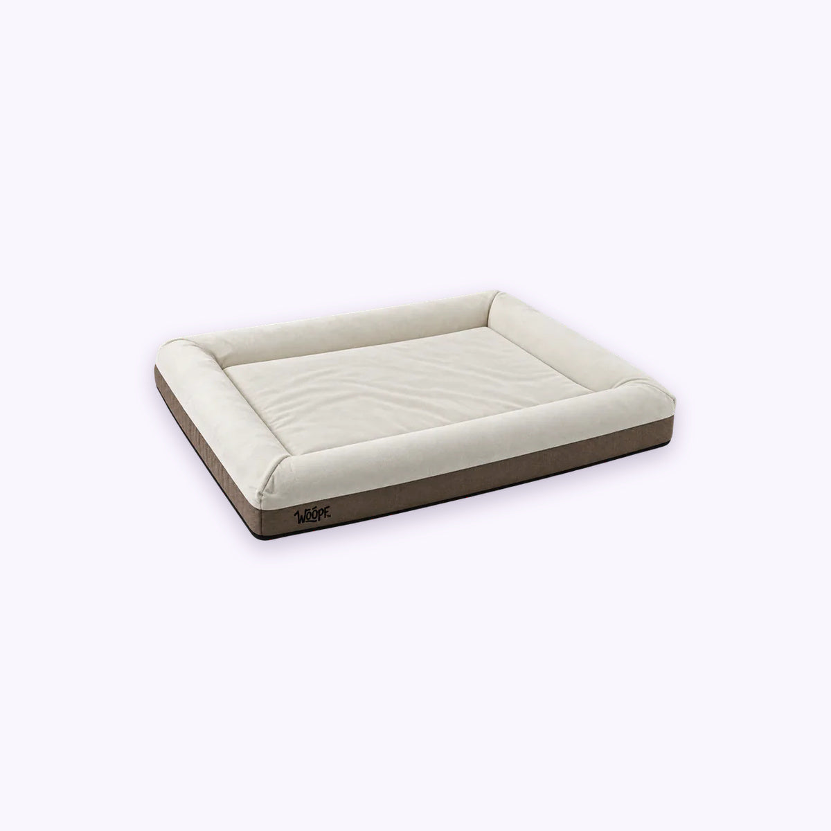 Cream | SNÜZ Orthopedic Suede Bed: The Cream bed on its own on a pale lavender background