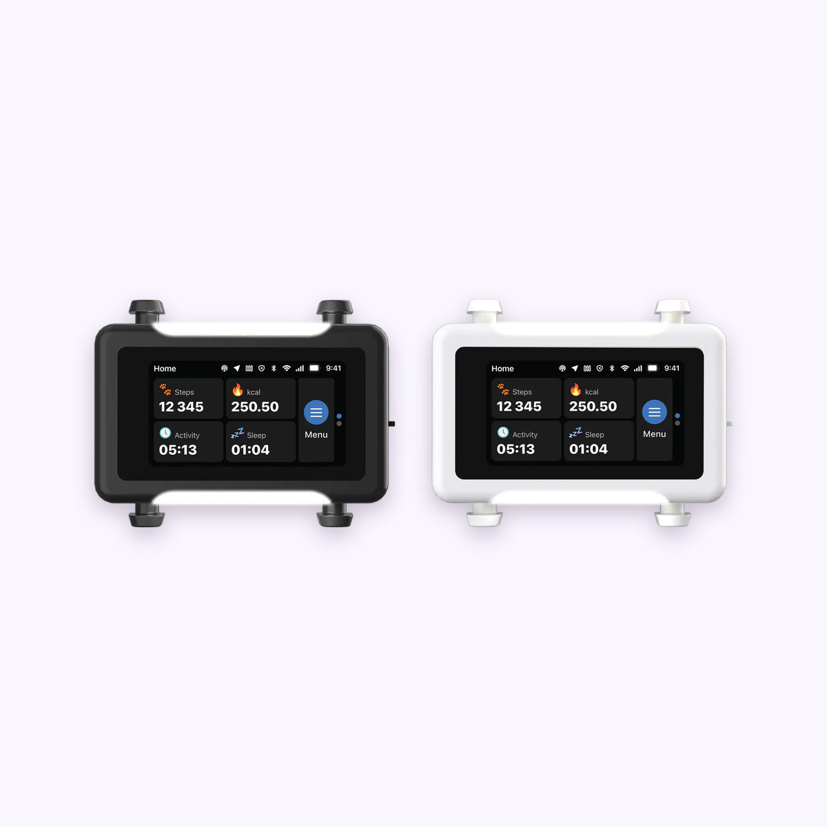 All | Two Trackers Bundle: A Black / Gold and a White / Gold tracker side by side on a pale lavender background