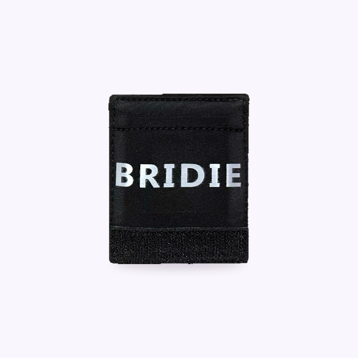 Custom Name Badge Velcro 2 Pack - Small name badge, 6.9 x 8.9 cm, reading BRIDIE