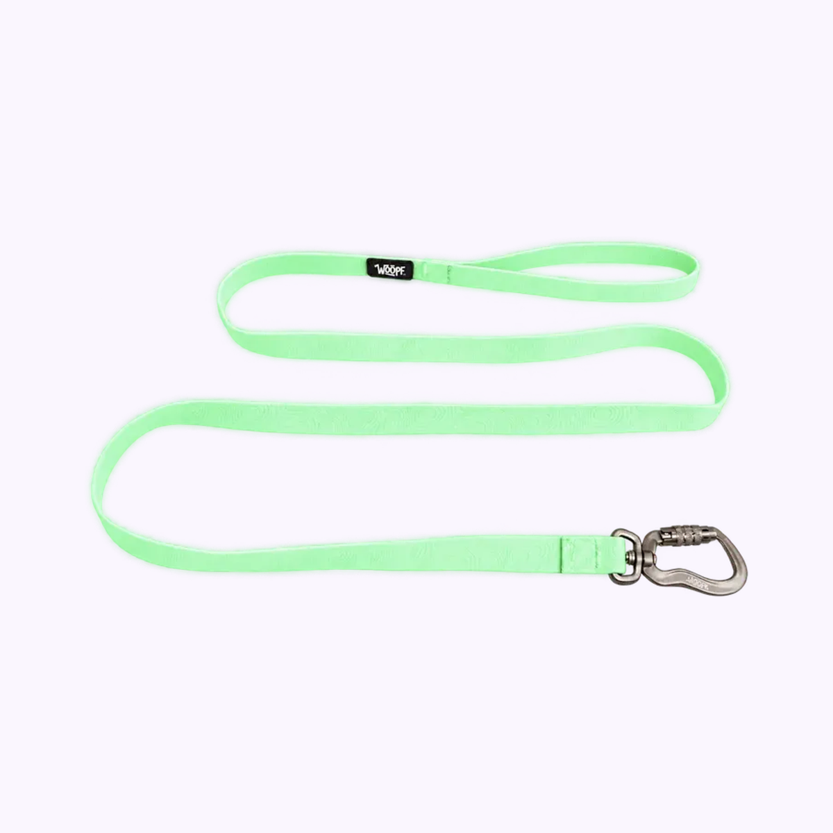 Sealskin Leash: The Glow leash on its own on a pale lavender background