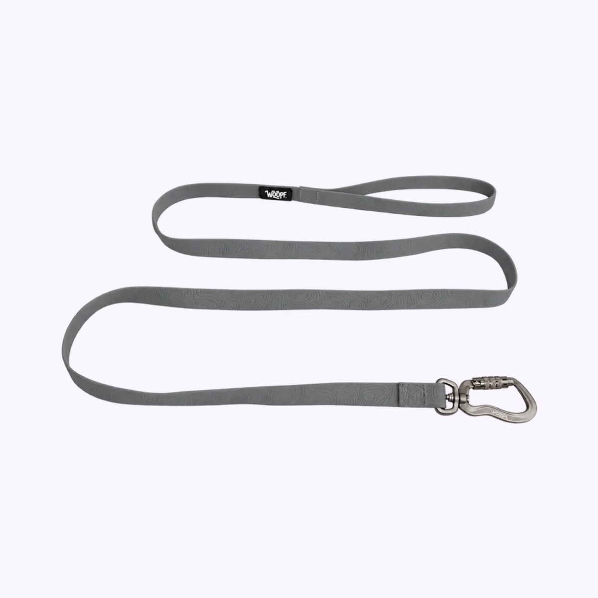 Grey | Sealskin Leash: The Grey leash on its own on a pale lavender background
