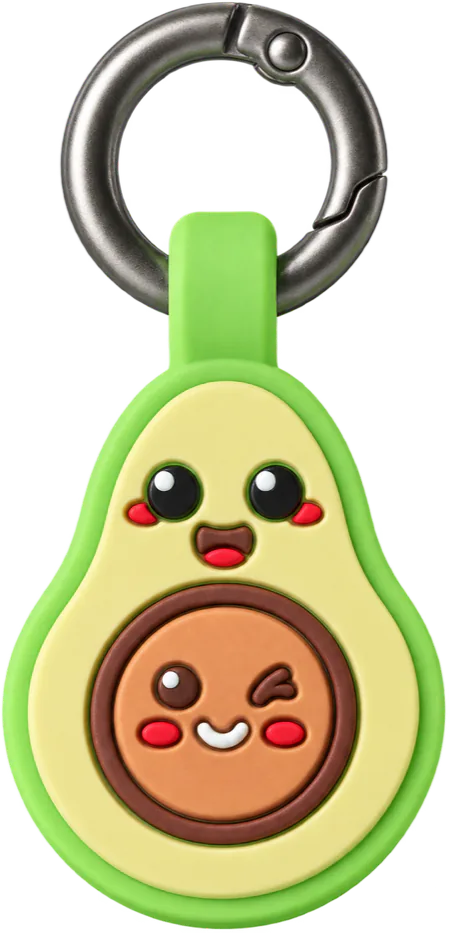 Avocado Smart ID Tag, front, on its ring