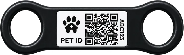 Back of the Slide-On Smart ID Tag: a PET ID panel with the printed QR code