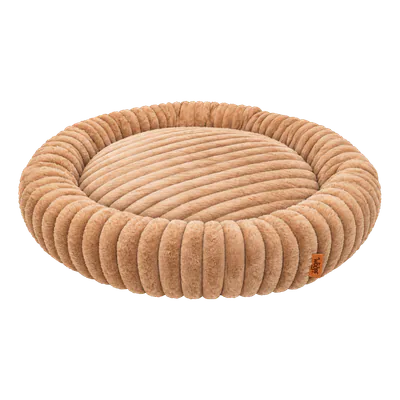 Brown Furry Corduroy Round Bed