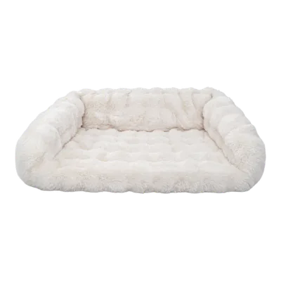 White Furry Curves Open Front Rectangle Bed